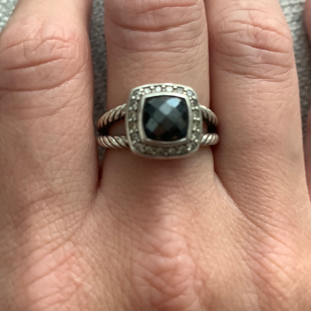 David Yurman Petite Albion® Ring with Gray Stone and Diamonds